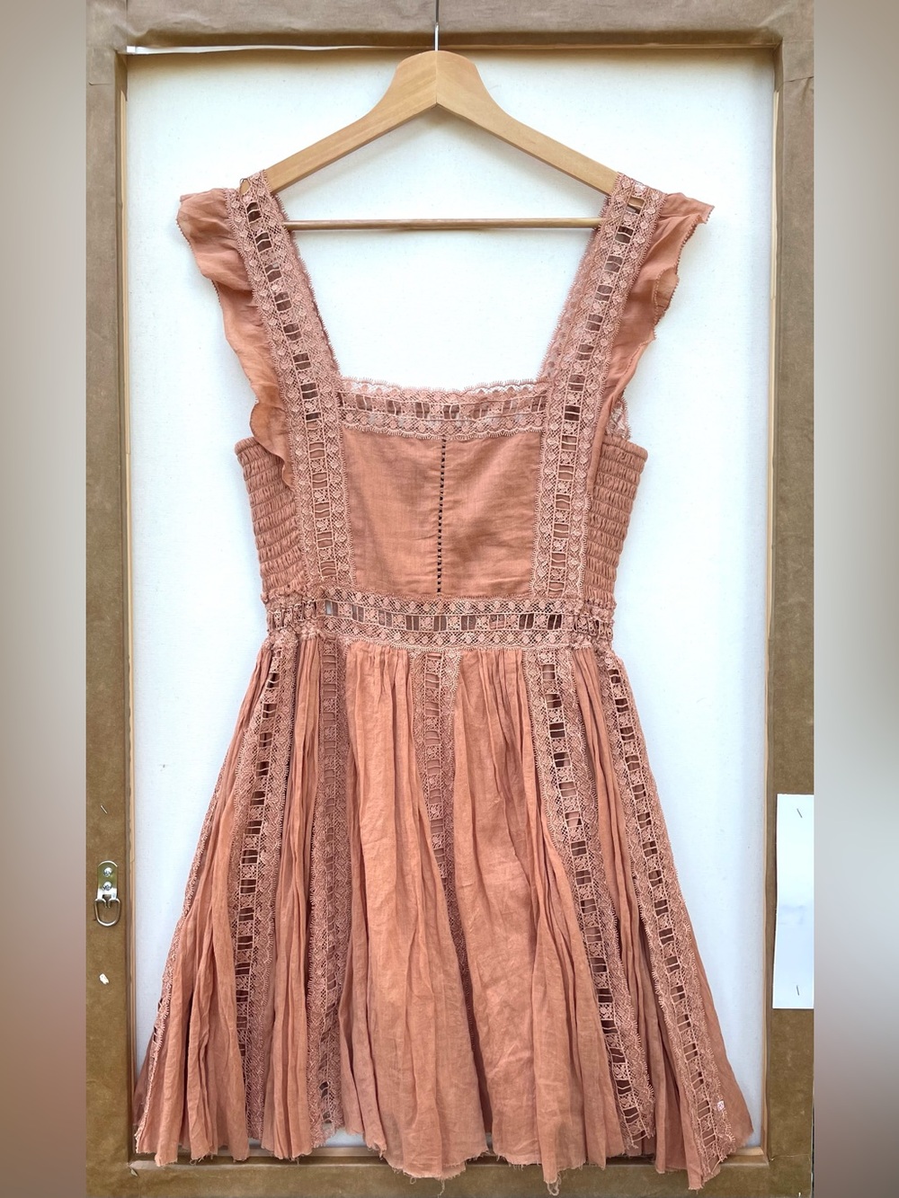 Free People Verona Lightweight Cotton Mini Dress with Crochet Panels